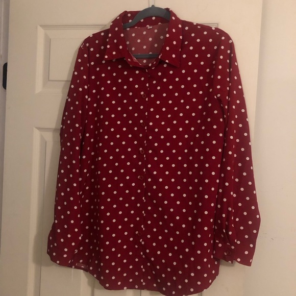 Red/White Polka Dot Blouse XL - Picture 1 of 4